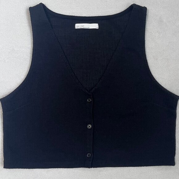 Black button-up crop-top - Picture 1 of 4